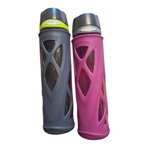 Zulu Gray and Pink glass Water Bottles